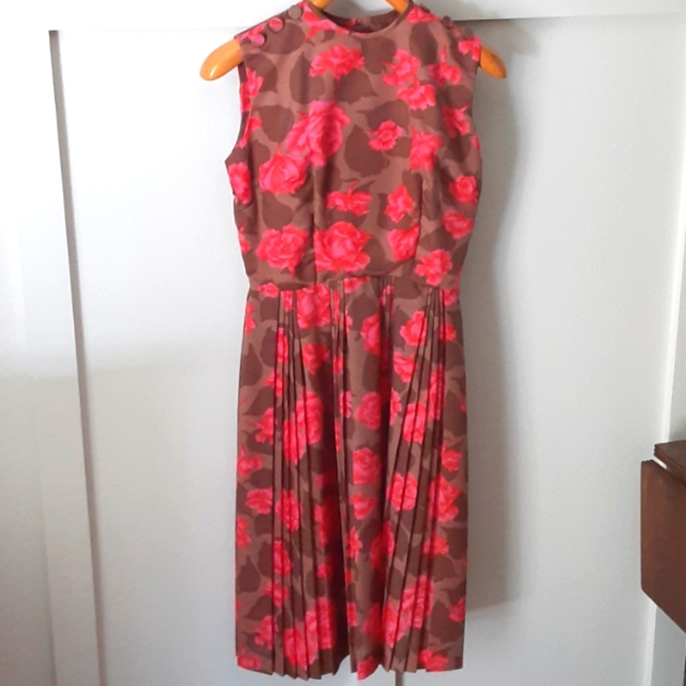 Vintage, 1950s/60s midi dress, handmade, pleated A line,